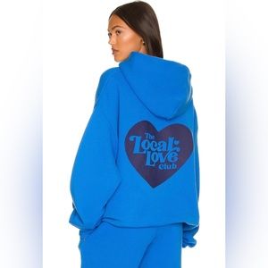 NWOT- Local Love Club X Revolve thank you hoodie in deep blue